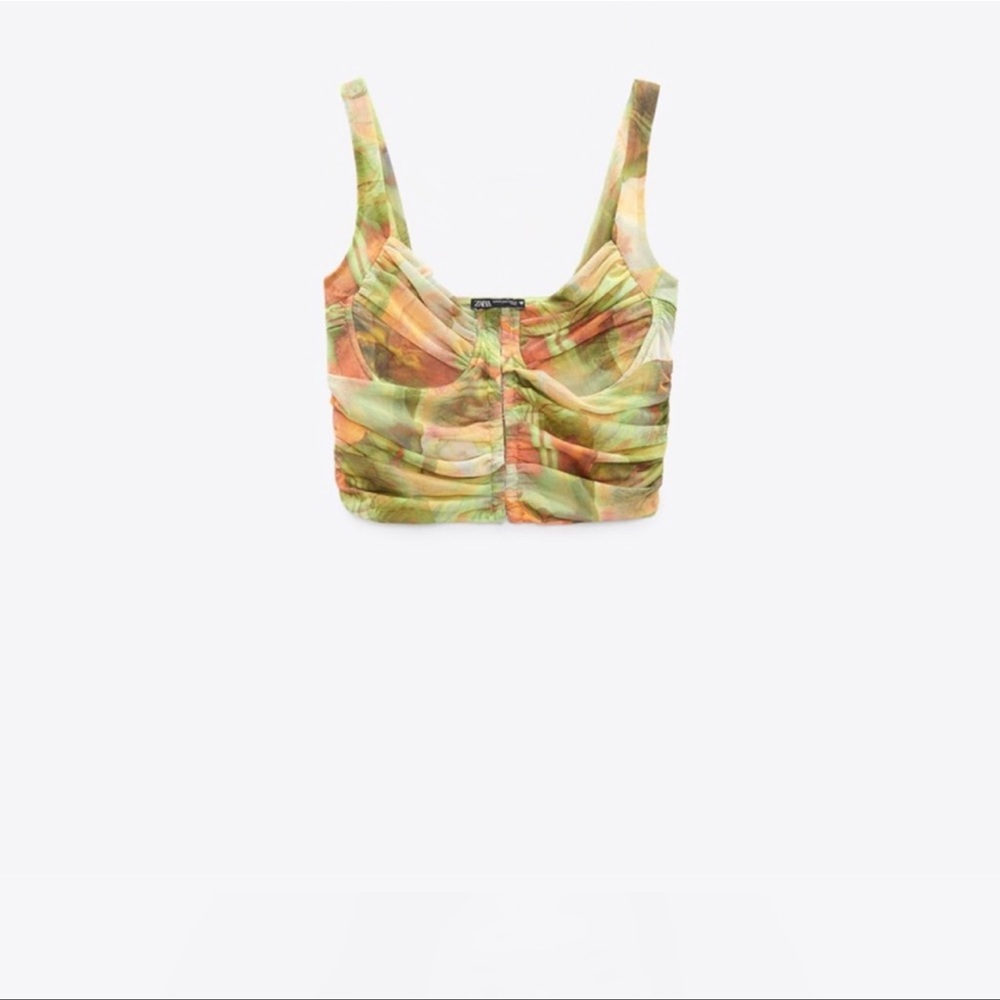ZARA PRINTED TULLE CORSET TOP